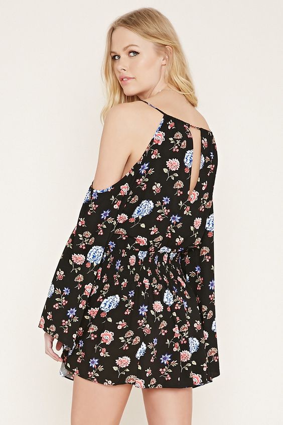 Floral Open-Shoulder Dress