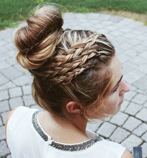 Triple-braid-bun-prom-updo