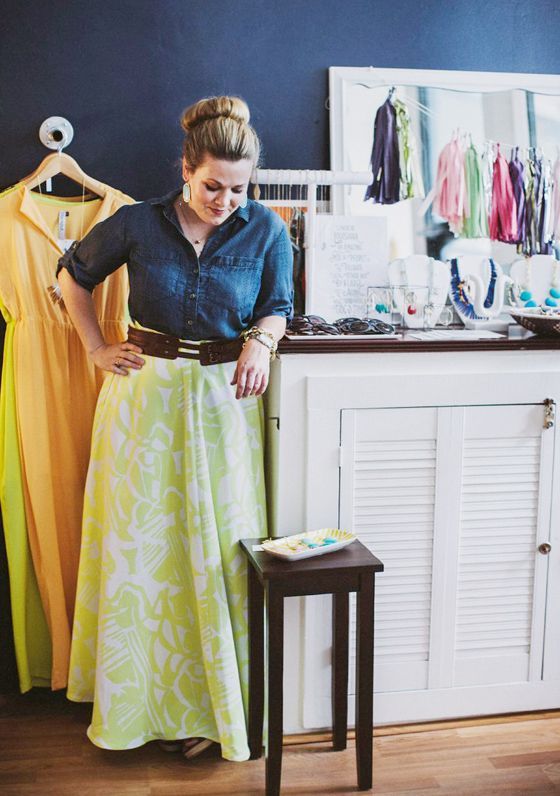 Denim Jacket with Floor Length Skirt