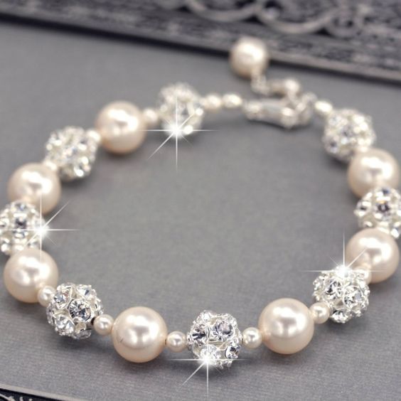 Swarovski Pearl and Rhinestone Bridal Bracelet