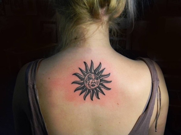 Stylized Sun and Crescent Moon.