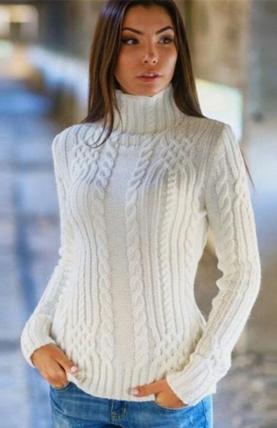 high-neck-solid-slim-pullover-short-sweater