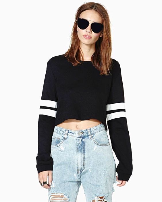 navel-short-sweater-tops-t-shirt