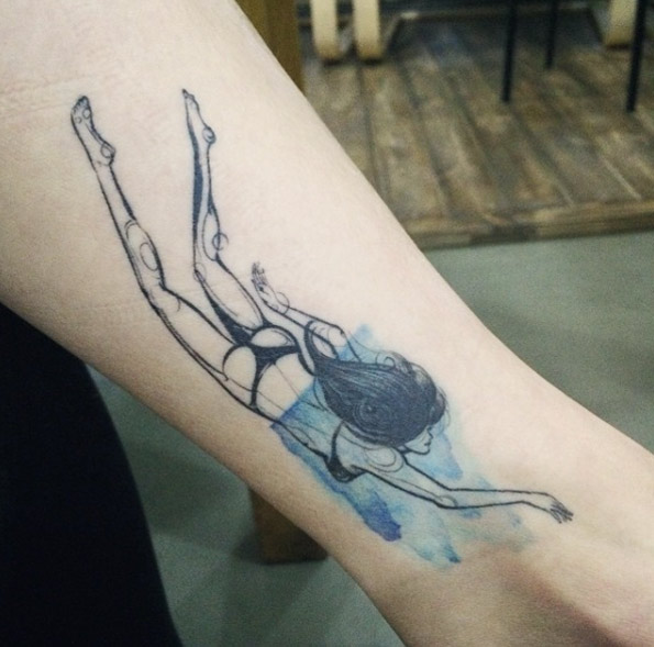 Cute swimmer ankle tattoo is a best option for swim lover.