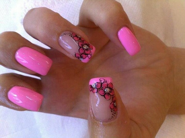 pink-flower-nail-design