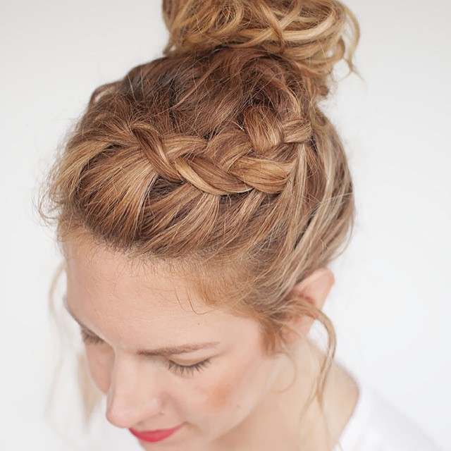 Cool Braided Top Knot Hairdo