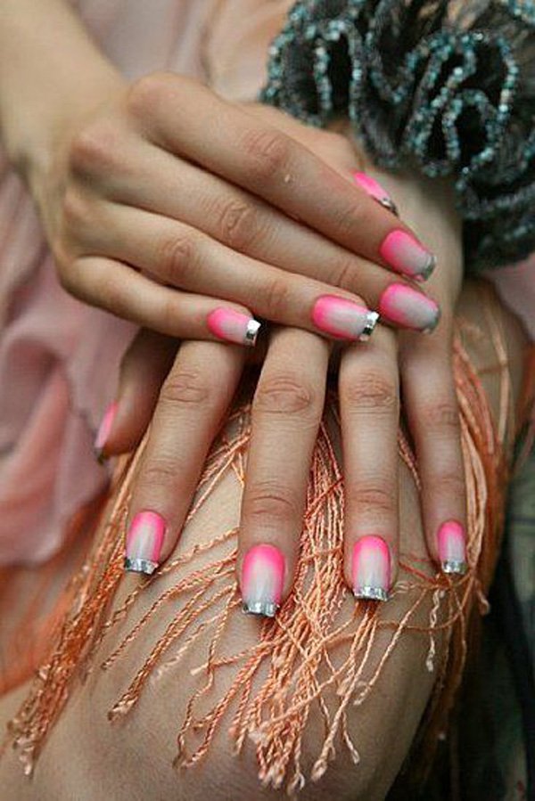 create-silver-metallic-french-tips-alongside-a-gradient-pink-polish