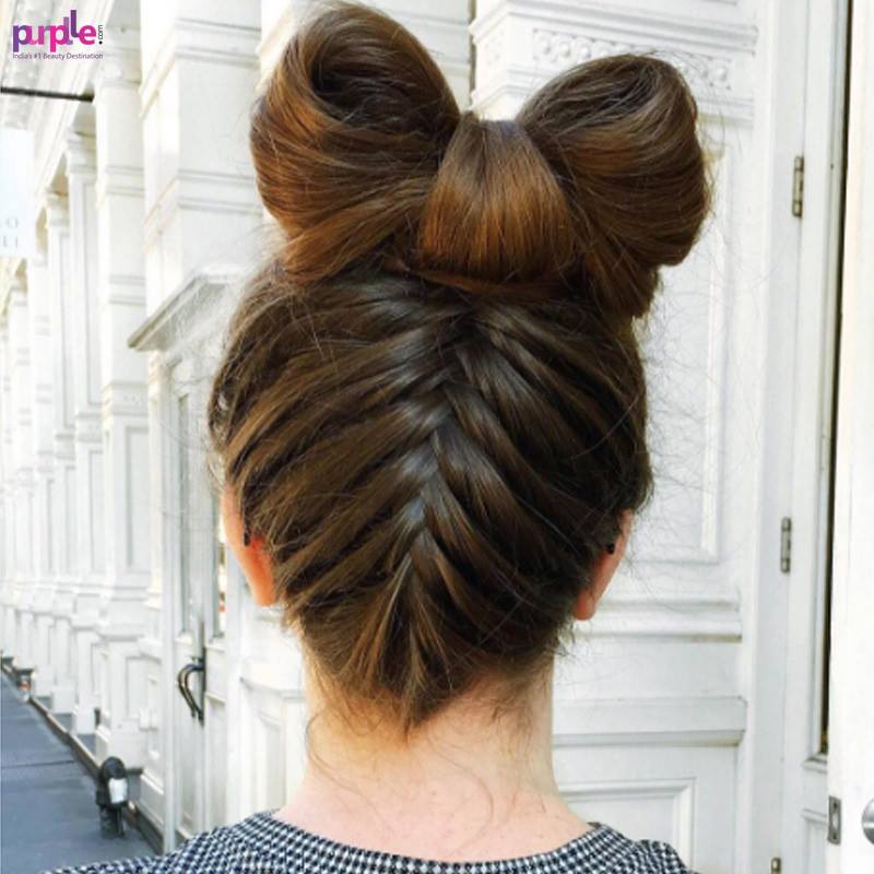 Gorgeous French Braided Updo with a Topknot Bow