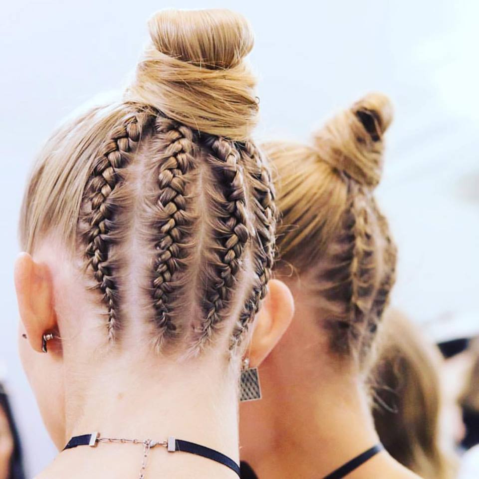 Irresistible Trend Combining a Beautiful Sleek Topknot Bun and Symmetrical French Braids