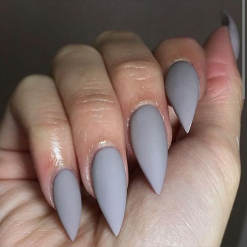 matte-gray-stiletto-nails