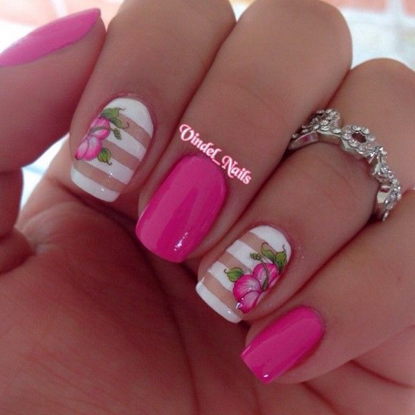 Valentine Day Pink Nail Art Design