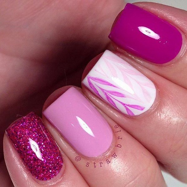 Valentine Day Pink Nail Art Design