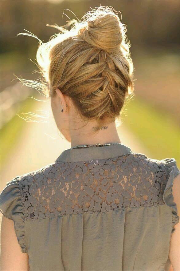 Simple Reverse Braid and High Set Bun-Enchanting Hair Look for Spring and Summer