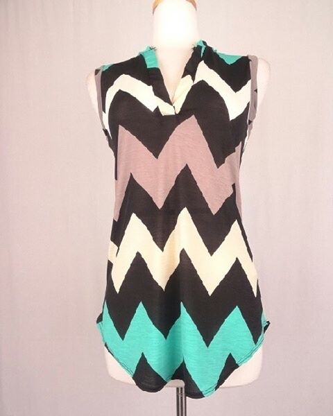 Mint Chevron Sleeveless Top