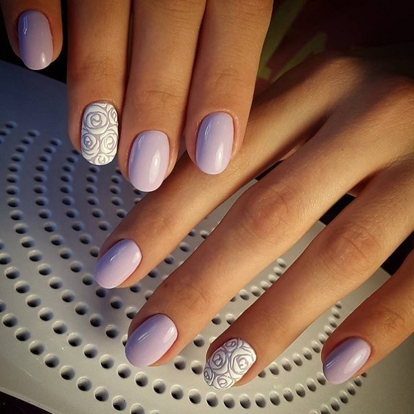 Periwinkle themed rose nail art design