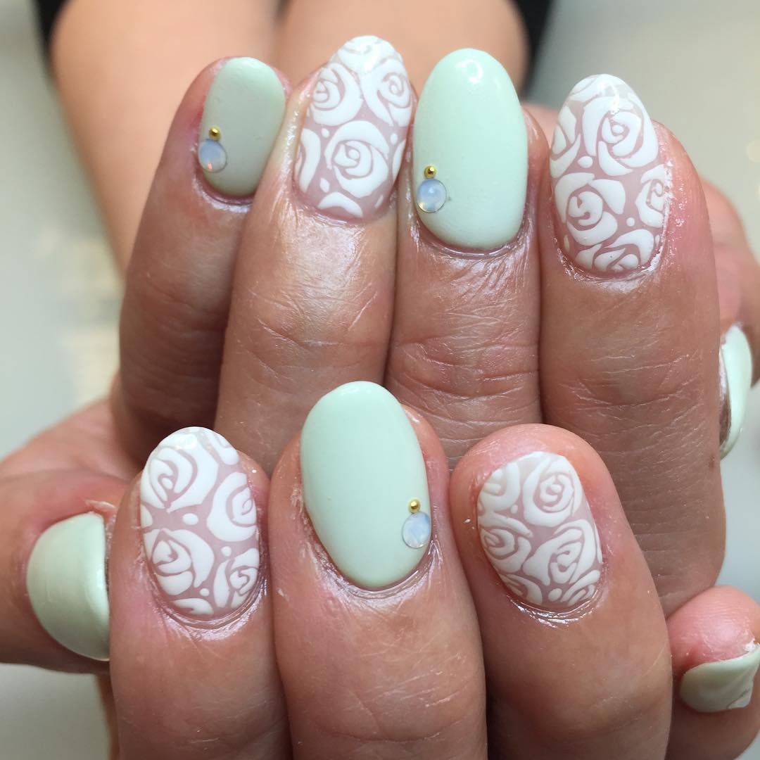 White Rose Nail Design