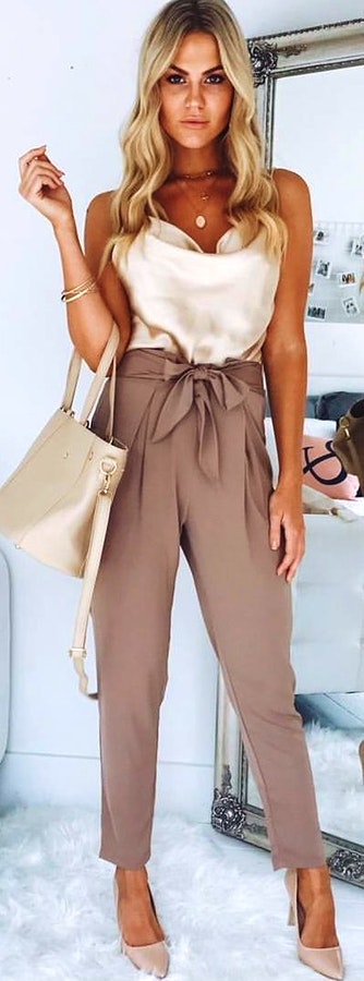 White tops with beige pants. Pic by showpo  Fashionable Outfit Ideas