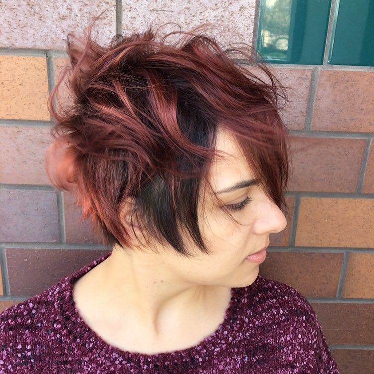 #shorthair #texture #haircut #pixiecut #pixiehair #pixie #haircolor #copperhaircolor #goldwell #longpixie