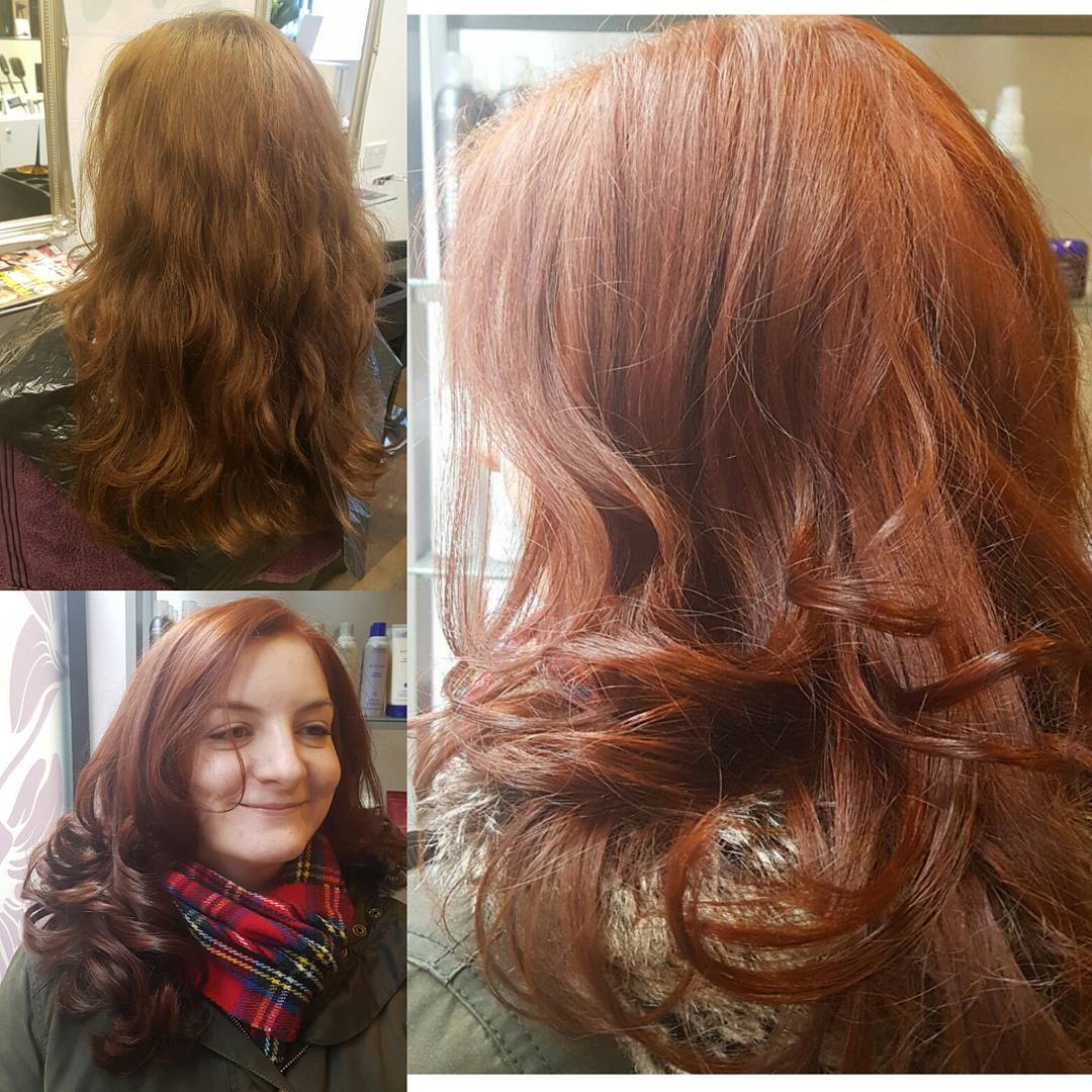 💜❤A lovely hair colour transformation going on today at the salon and we are feeling the Copper vibes.💜❤