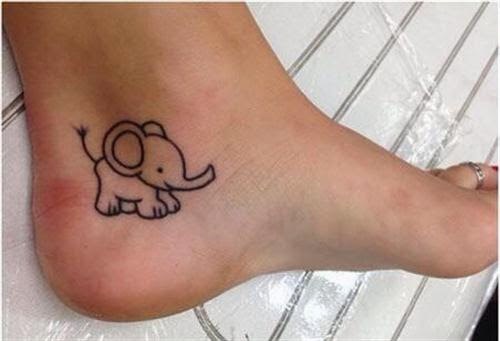 Another little baby Elephant on ankle tattoo designs for girls.