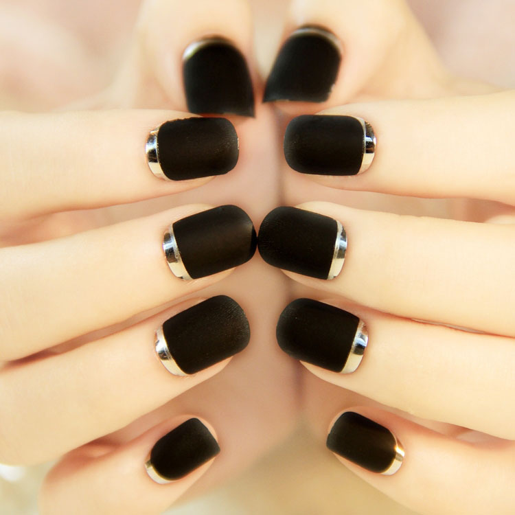 Black French Nail Art Designs