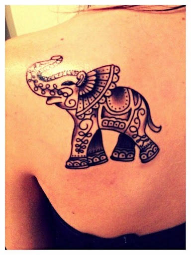 Polynesian Elephant tattoo designs for girls for upper back.