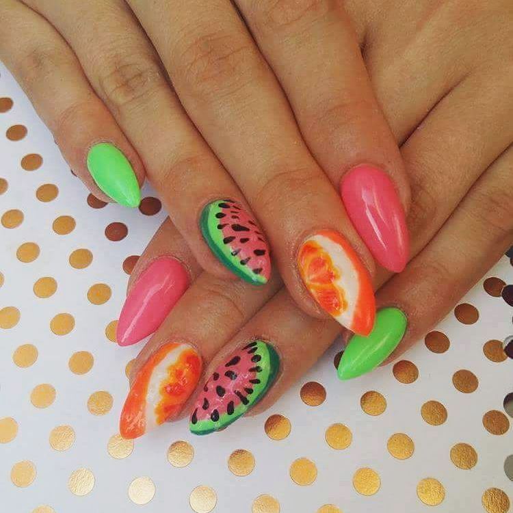 #fruitnailart 🍉🍊🍉🍊🍉