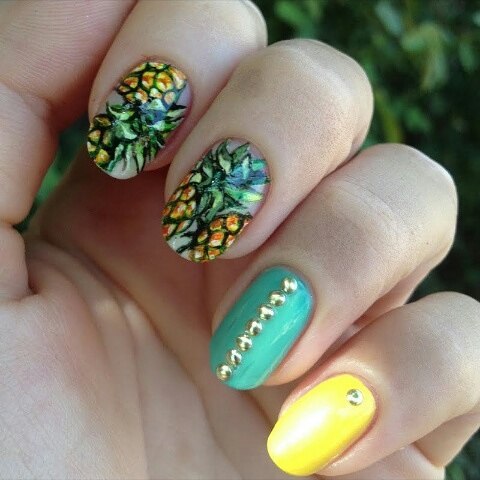 🍍🌴 #pineapple #pineapplenails #pineapplenailart #nails #nailart #fruitnailart