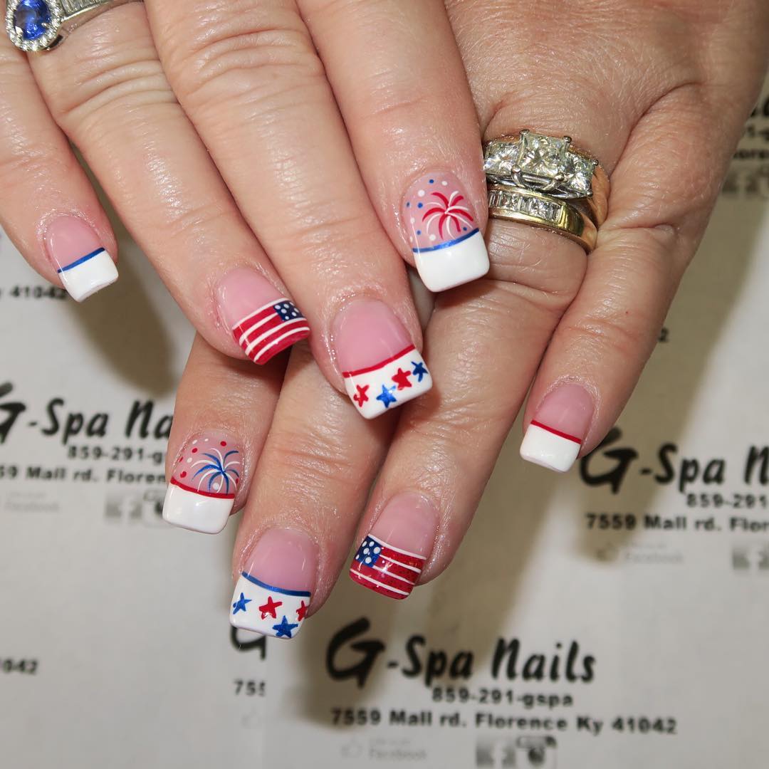 4th of July nails #shellacpolish #gelcolor #4thjulynails #summernails