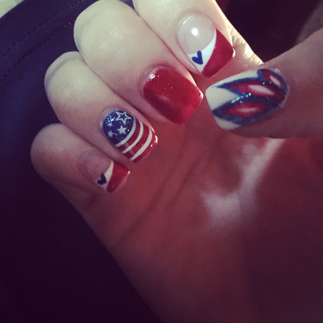 So patriotic of me.. Love them!! #4thjulynails #patriotic #love #nails #fourth #beauty #fashion #red #blue #white #redwhiteblue