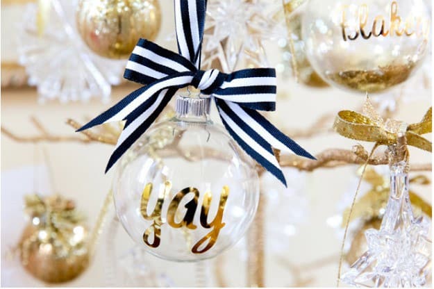 DIY Personalized Glitter Ornaments via pizzazzerie