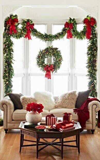 Draped garland to accent the window