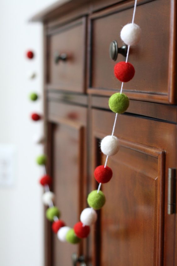 Modern Christmas Felt Ball Garland