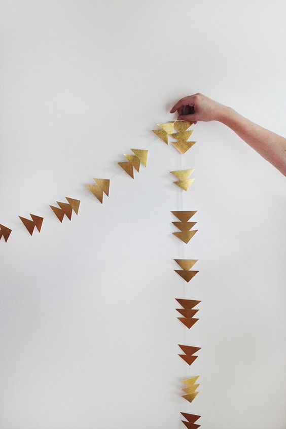 diy simple gold triangle garland