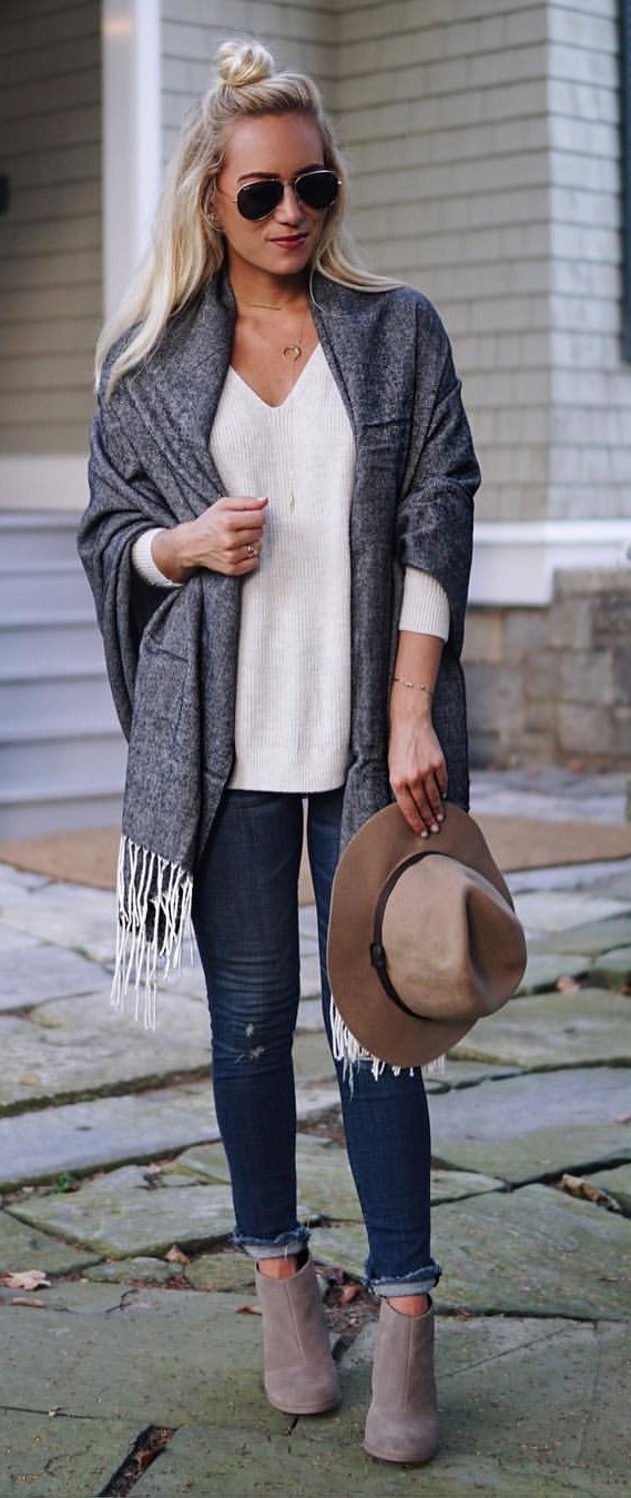 women's gray cardigan