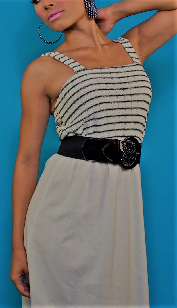 Vintage Dress with Black Stripes