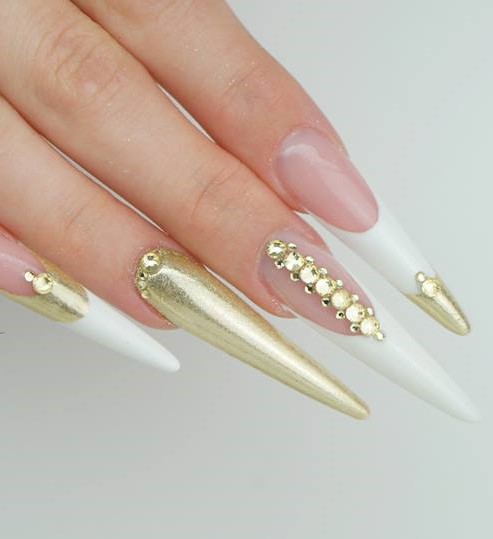 Amazing Metal Manix Effect Light Gold Nail Art