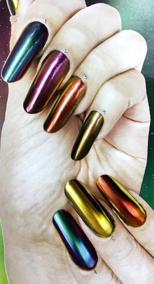 Beautiful Chrome Metal Shine Nail Art