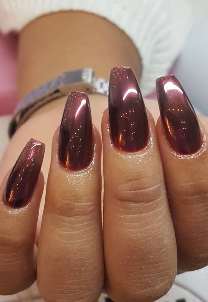 Impressive Metallic Red Nail Art