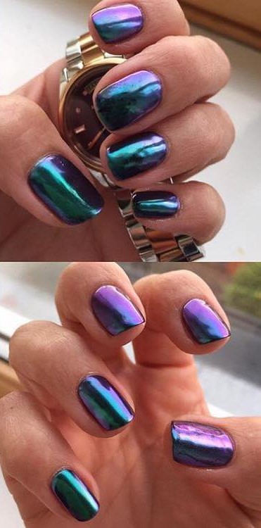 Innovative Purple Blue Tones Perfect Metallic Mani Nails