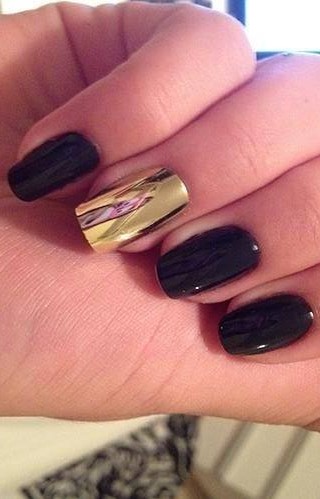 Ultimate Metallic Gold and Black Nail Art