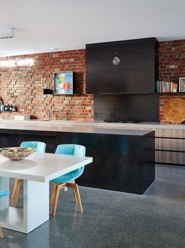 #Modern #Style #Kitchen #Design Bright chairs in the interior of the kitchen loft style