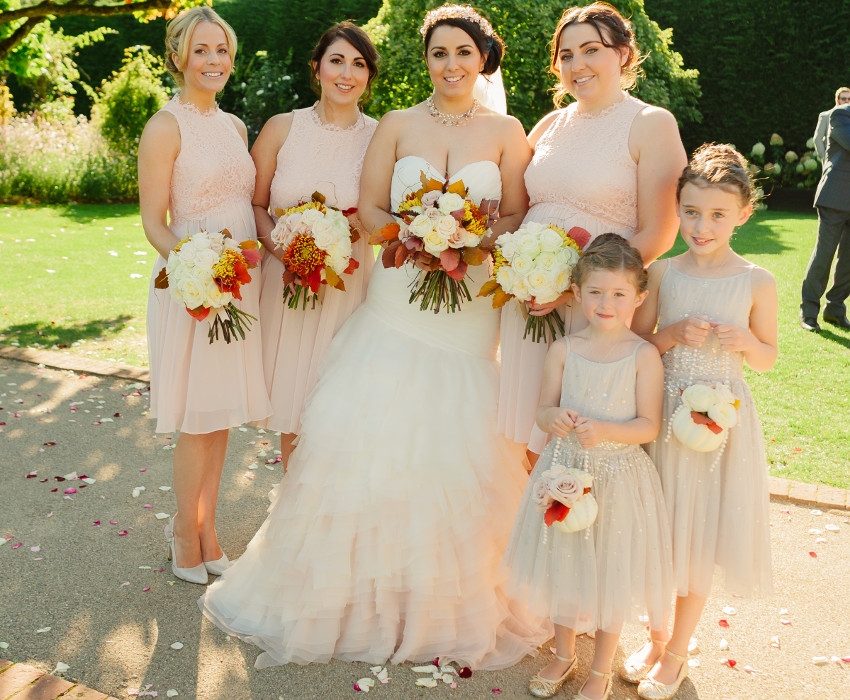 Claire's 'maids looked gorgeous in pale pink gowns