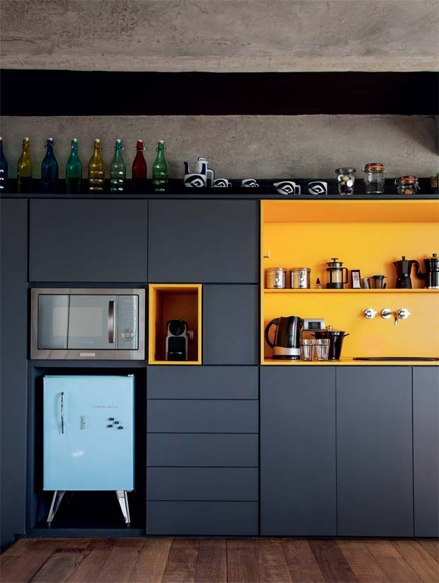 #Modern #Style #Kitchen #Design Contrasting combination of yellow and black