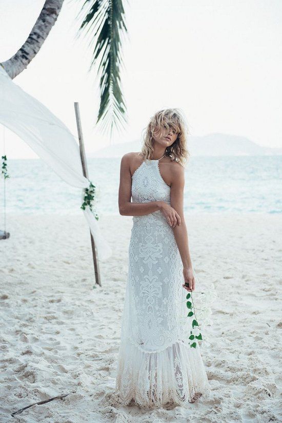 Halter Beach Boho Wedding Dresses Ideas