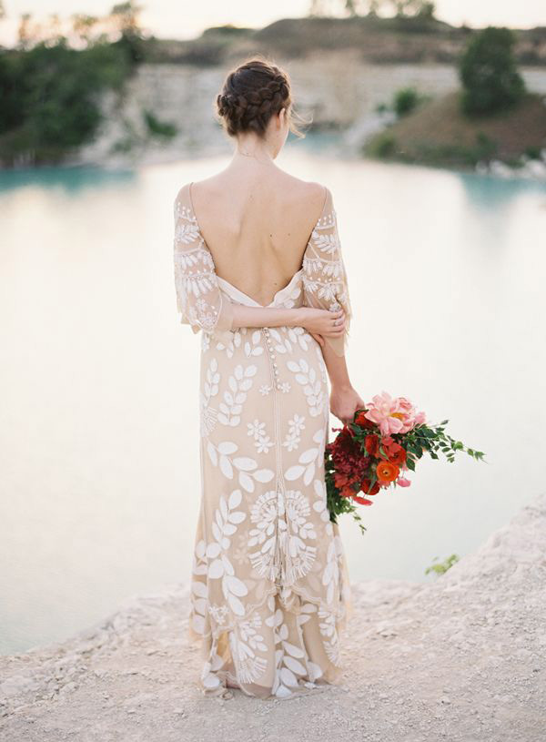 Nude, open back Dahlia wedding dress