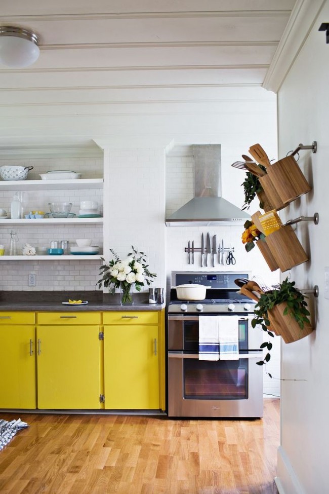 #Modern #Style #Kitchen #Design Open shelves instead of hanging cabinets