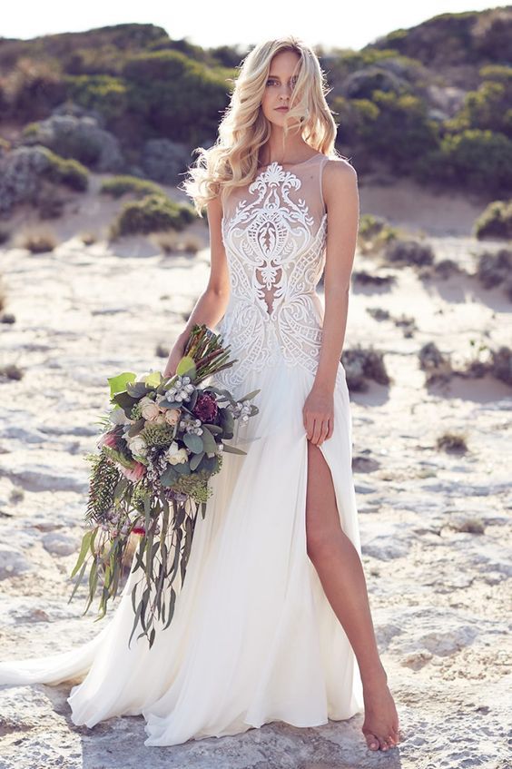 Simple Flowing Chiffon Beach Wedding Dresses