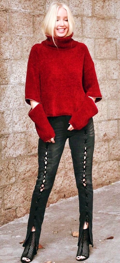 Women's red sweater.