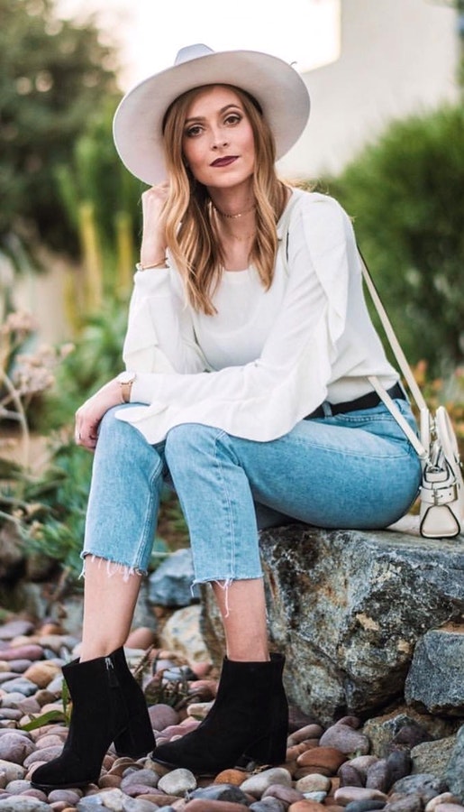 Women's white long sleeve top.